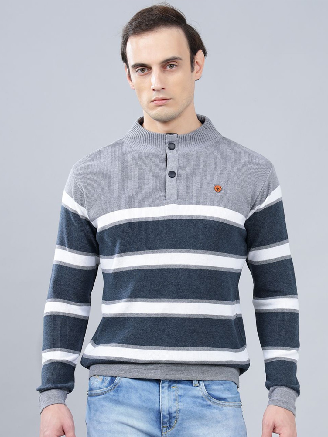 

Cantabil Men Striped Full Sleeve Sweater Pullover, Blue