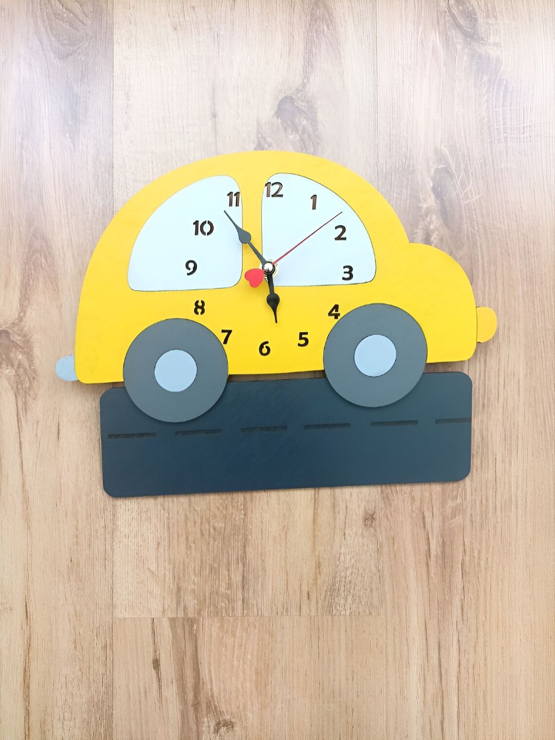 

QEZNEF Yellow & Grey Printed Contemporary Wooden Wall Clock