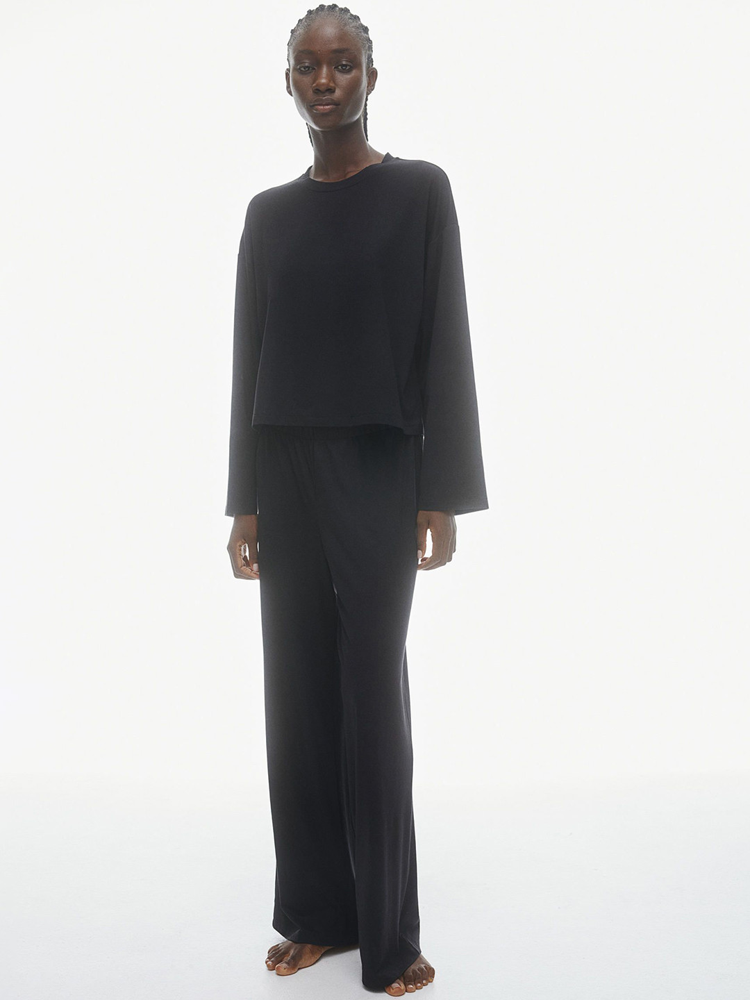 

H&M Women Top & Pyjama Night suit, Black