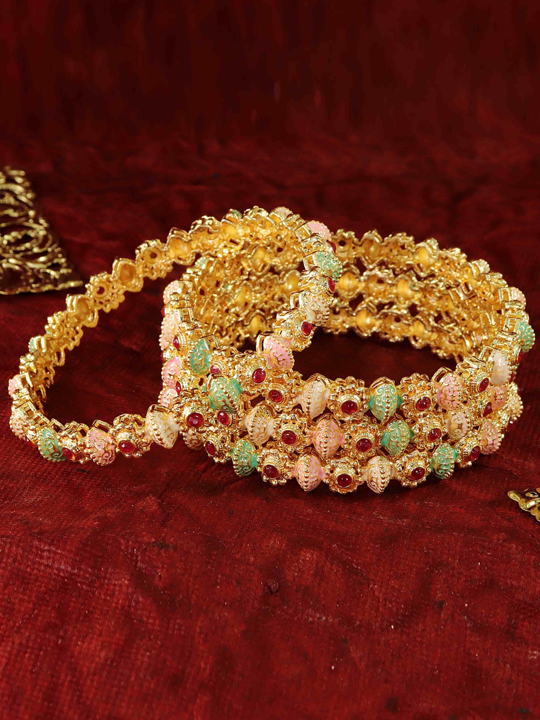 

NMII Set Of 2 Gold Plated Artificial Stones Bangles
