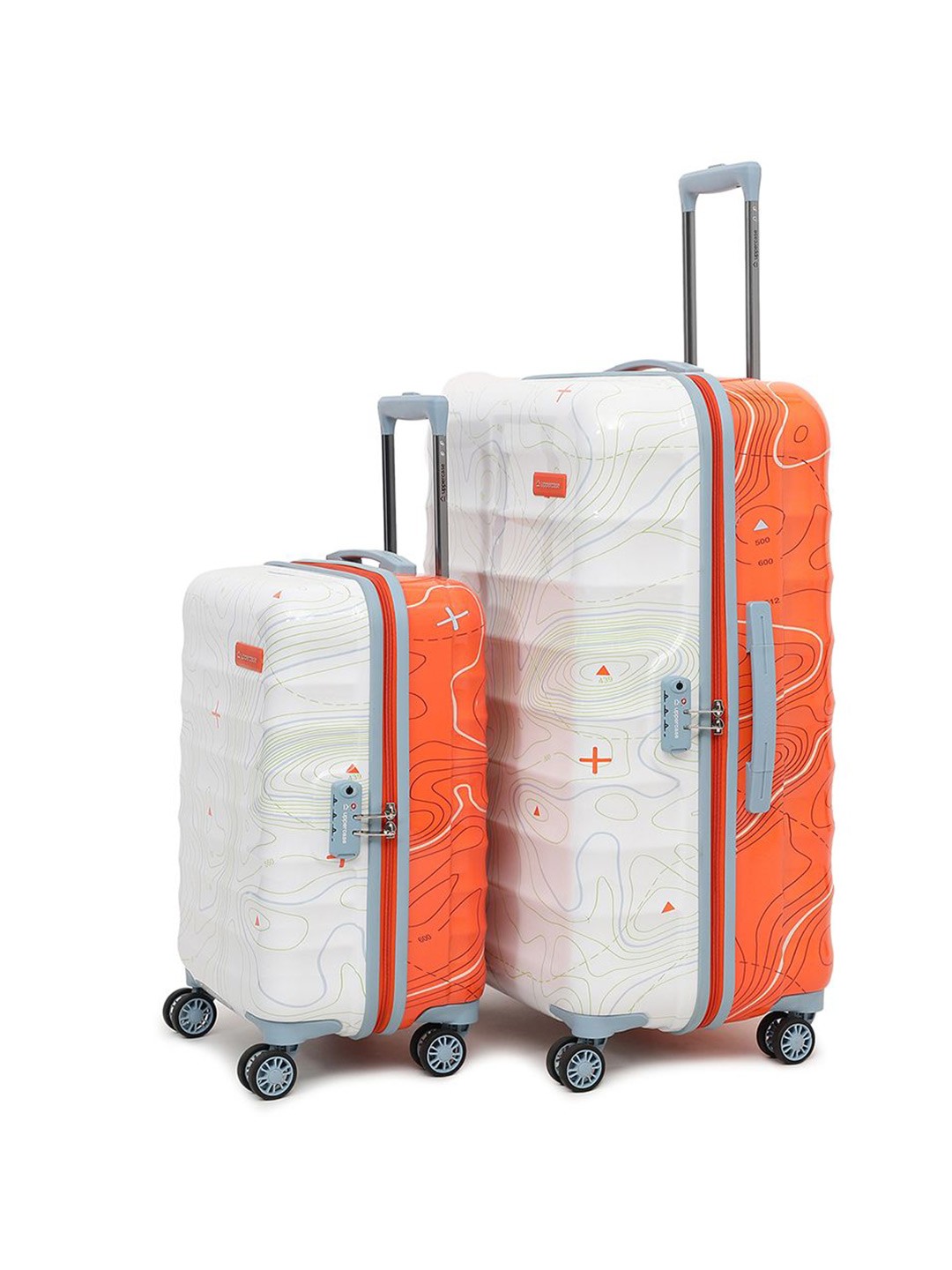 

uppercase Unisex Set Of 2 Printed Hard-Sided Large & Cabin Trolley Bags, Orange