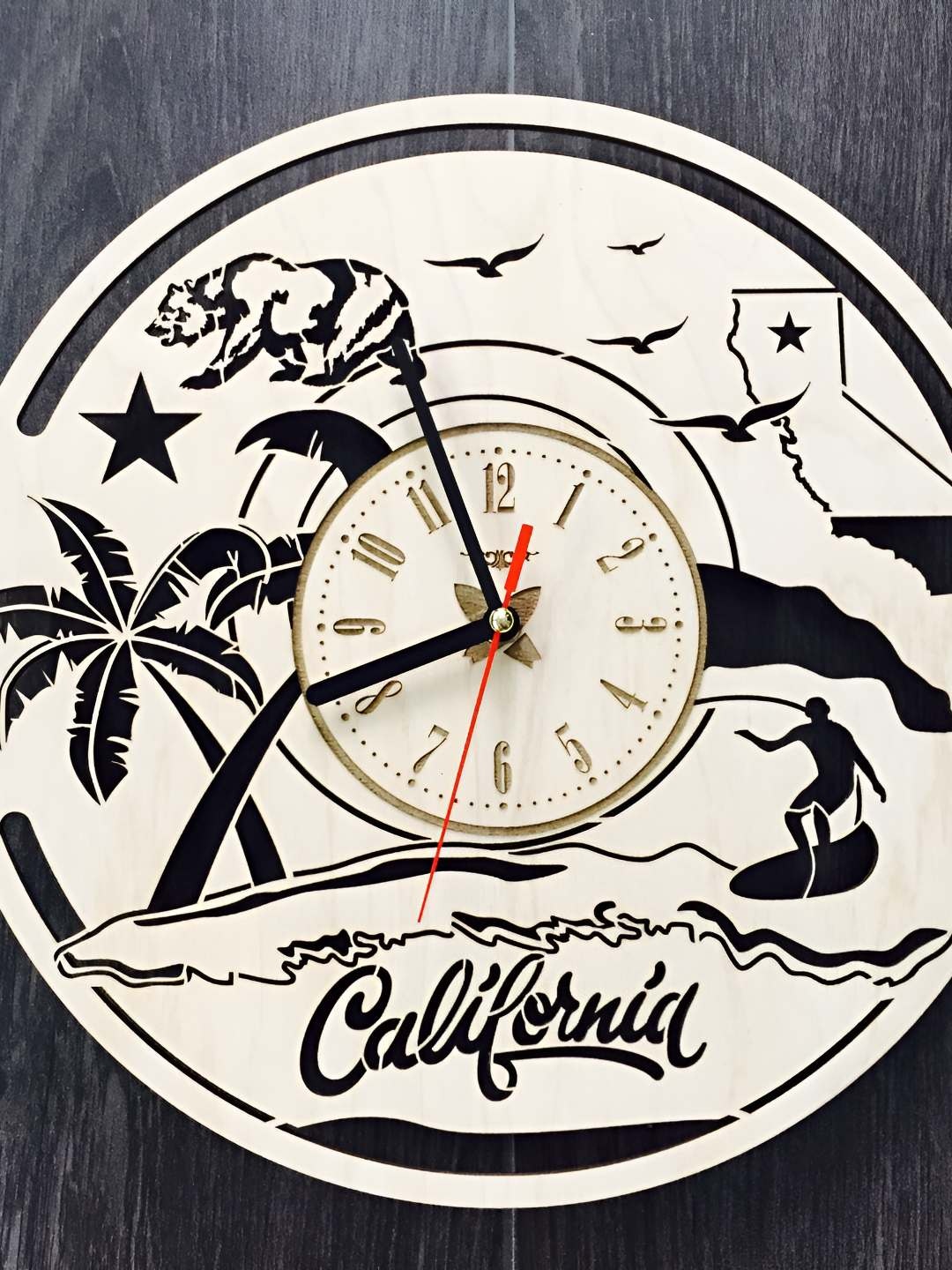 

QEZNEF Beige & Black Printed Round Shaped Contemporary Analogue Wooden Wall Clock