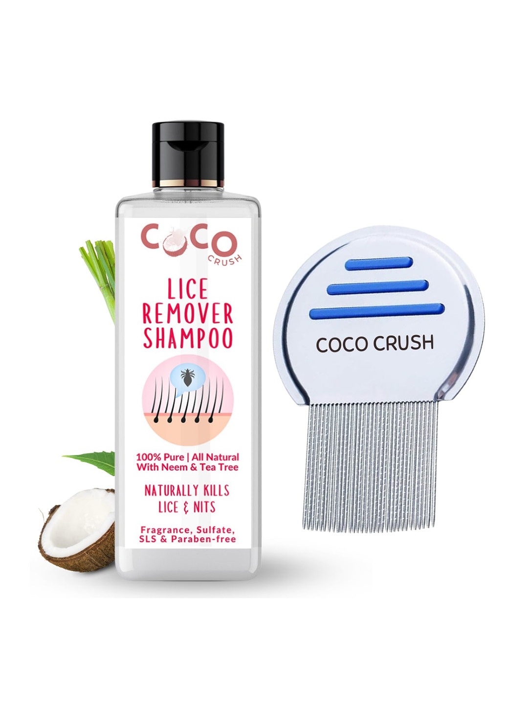 

Coco Crush Lice Remover Shampoo 50 ml With Comb, Transparent