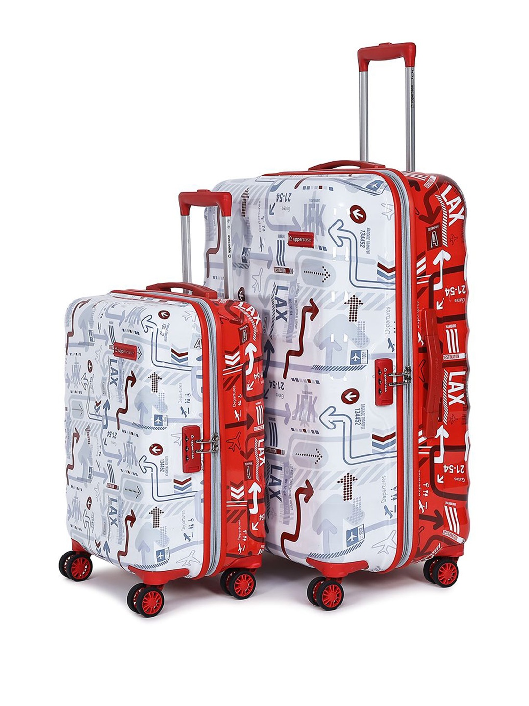 

uppercase JFK Duo Set Of 2 Printed Hard-Sided Trolley Bags, Red