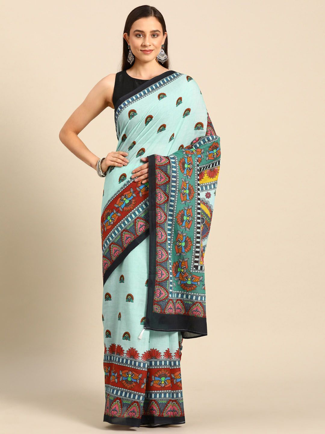 

BUTA BUTI Women Pure Cotton Printed Saree, Blue