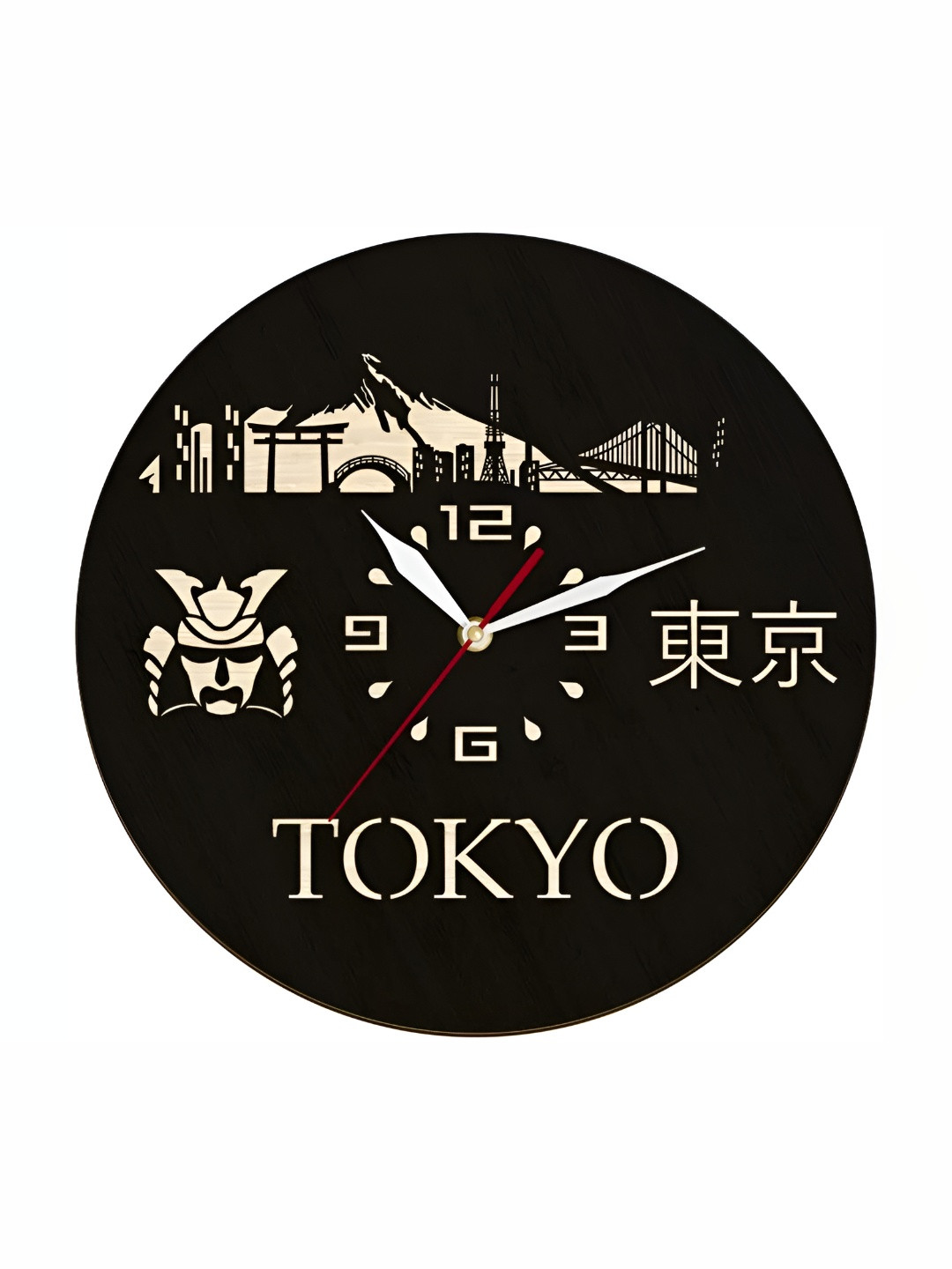 

QEZNEF Beige & Black Printed Round Analogue Wooden Wall Clock