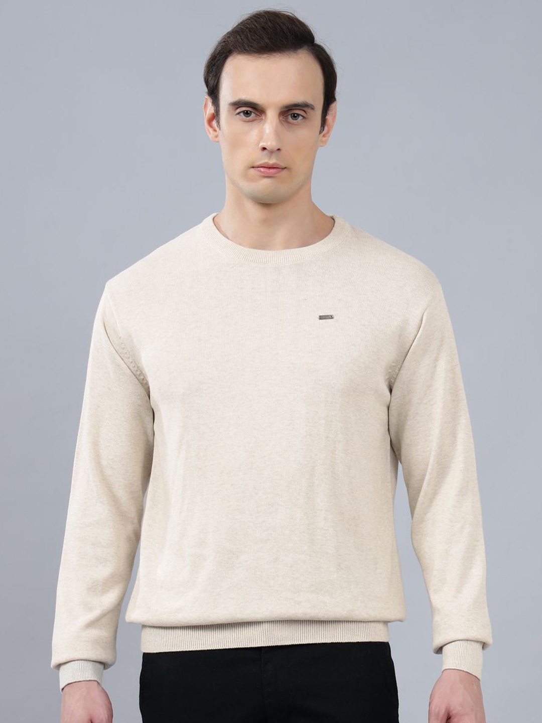 

Cantabil Men Round Neck Cotton Pullover, Off white