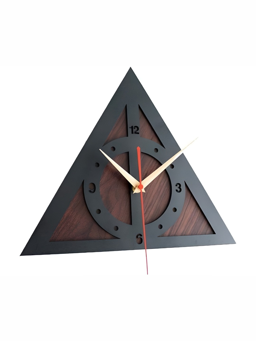 

QEZNEF Black & Brown Contemporary Wooden Geometric Wall Clock