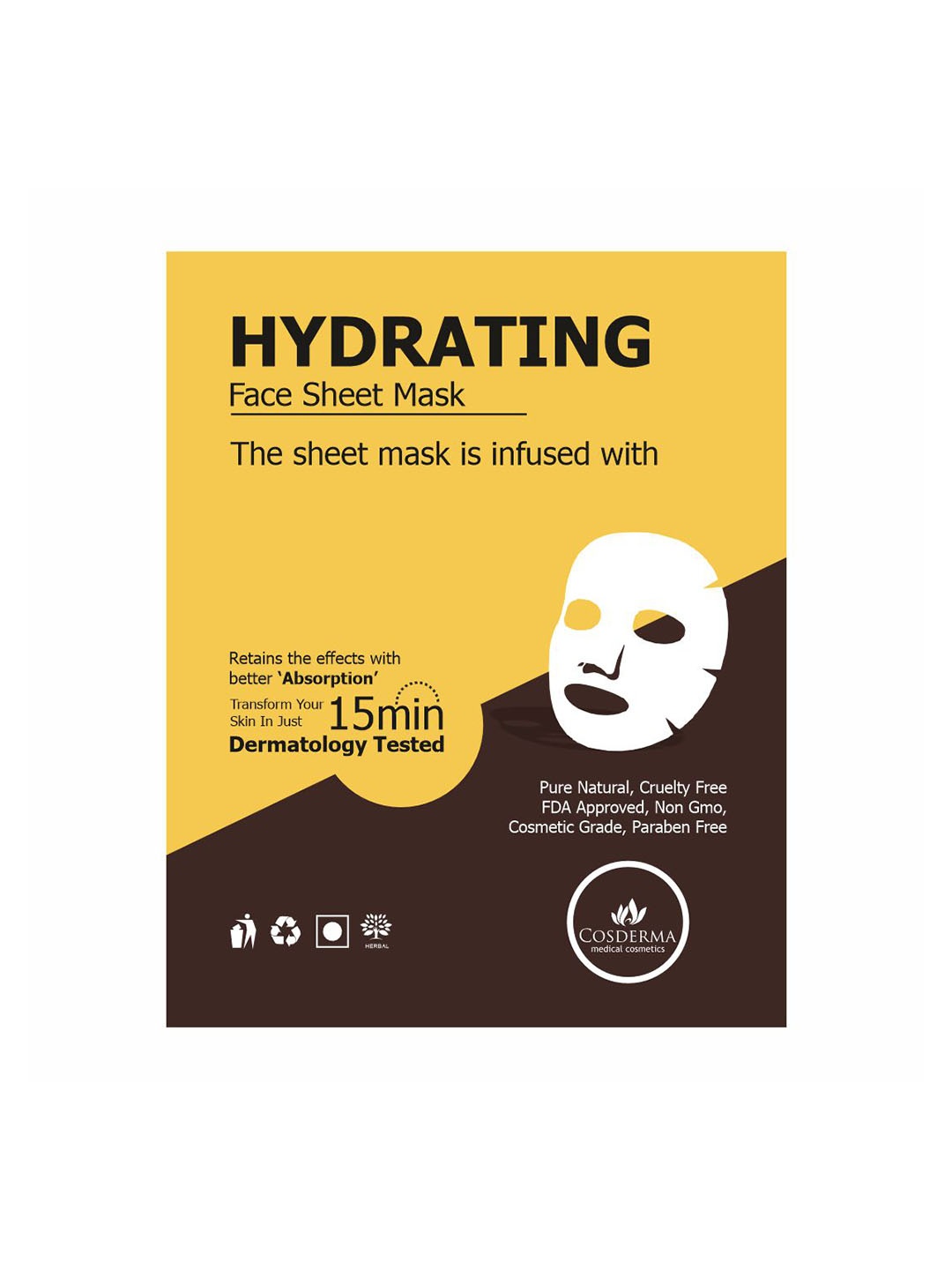 

COSDERMA Hydrating Face Sheet Mask With Aloe Vera Extract, Gold