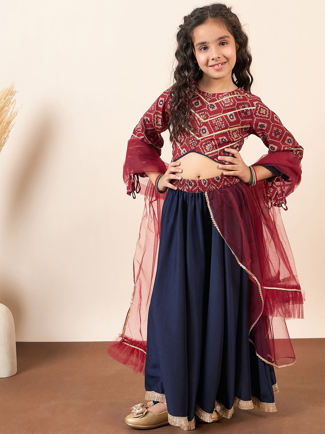

Stylo Bug Girls Ready to Wear Lehenga & Blouse With Dupatta, Red