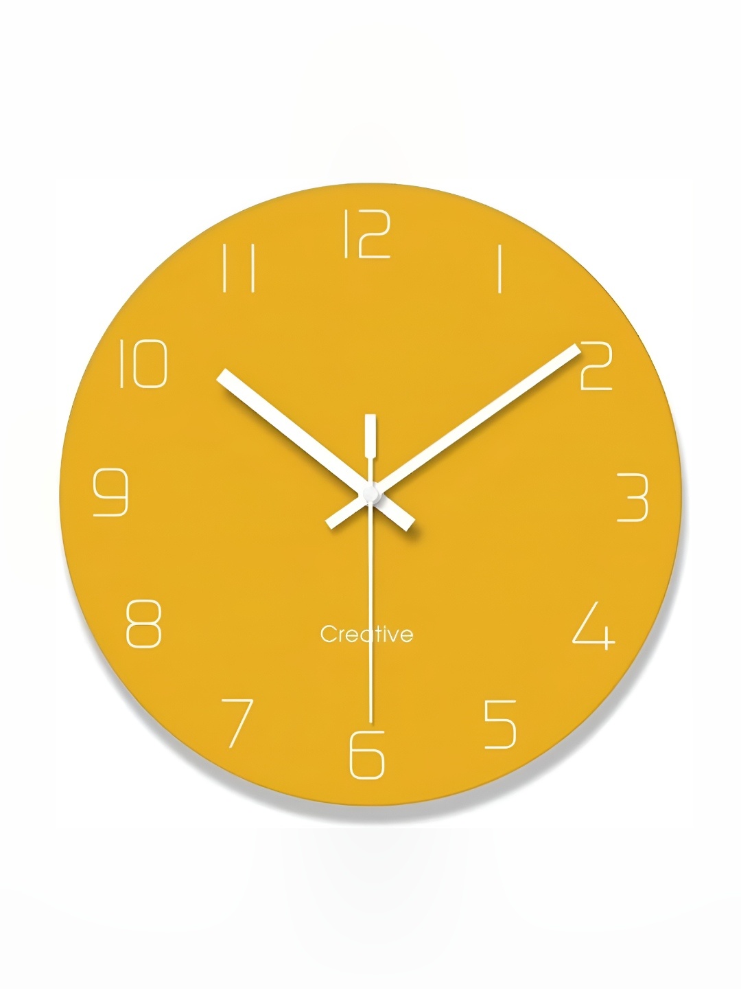 

QEZNEF Yellow Round Contemporary Analogue Wooden Wall Clock Without Glass