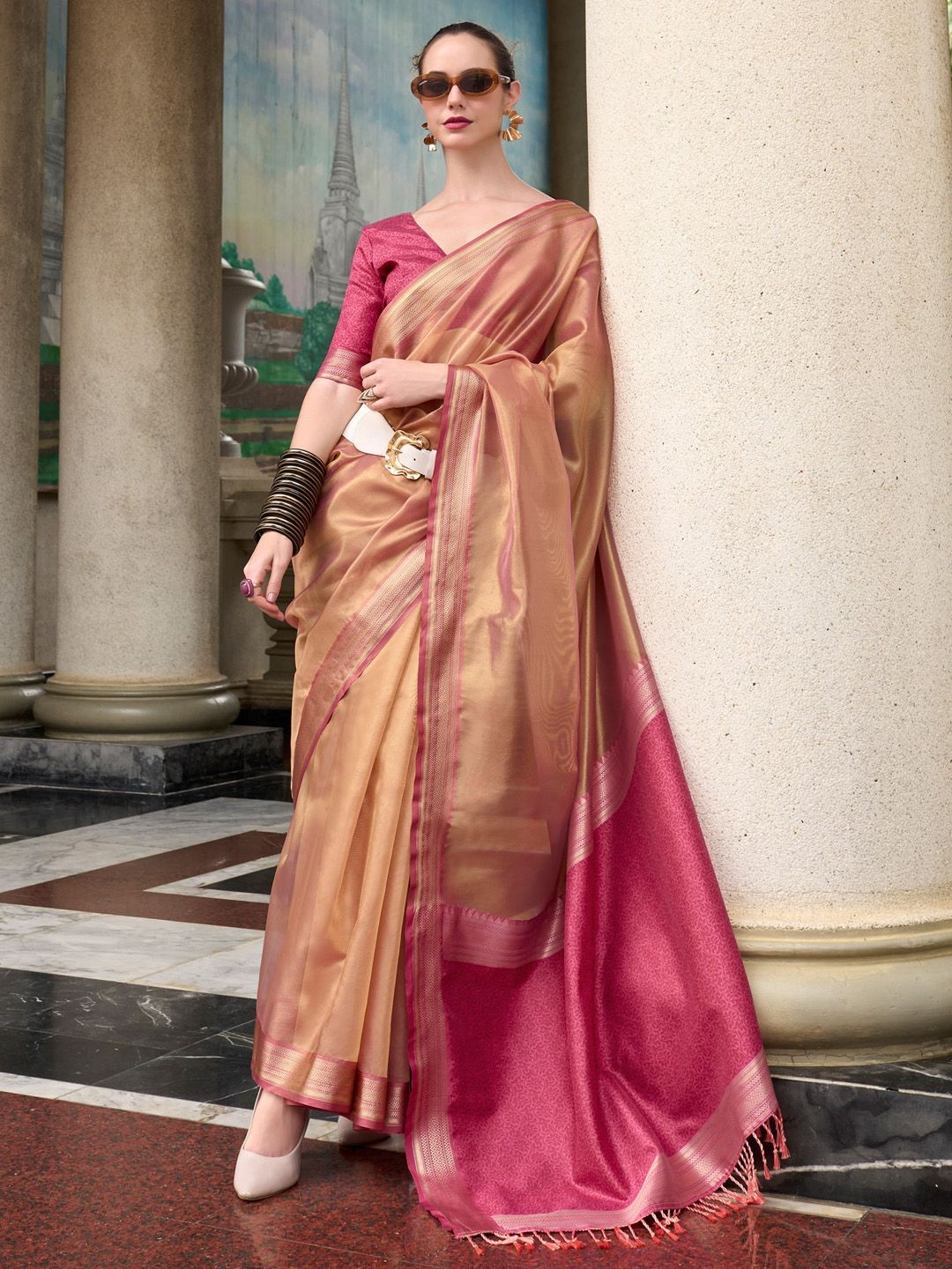 

Anouk Zari Woven Design Banarasi Saree, Gold