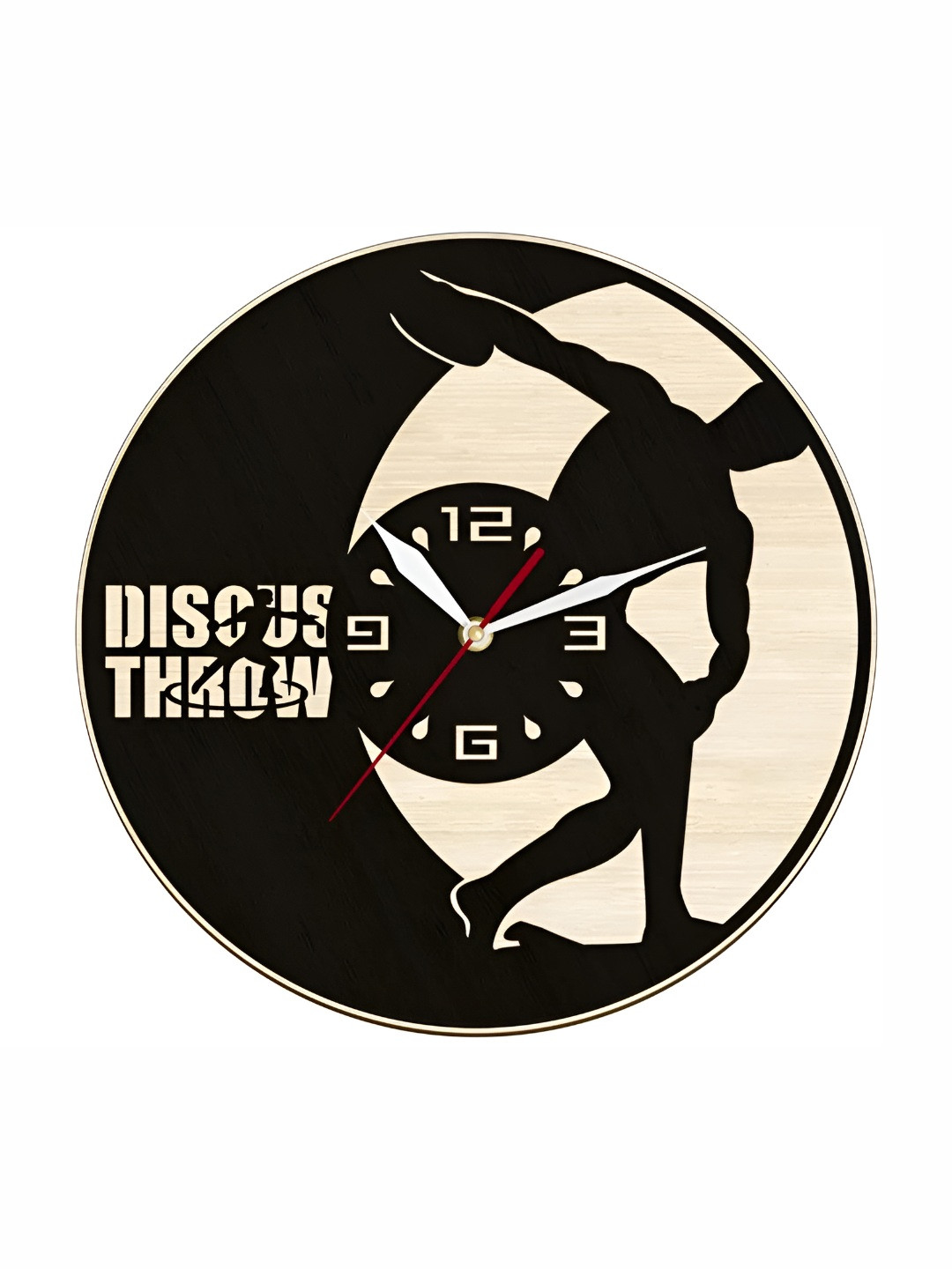 

QEZNEF Black & Beige Textured Contemporary Round Wooden Analogue Wall Clock