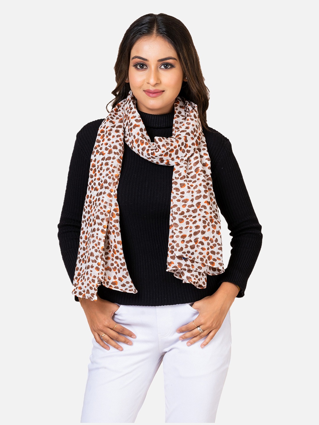 

AQVA Women Printed Pure Cotton Scarf, Brown