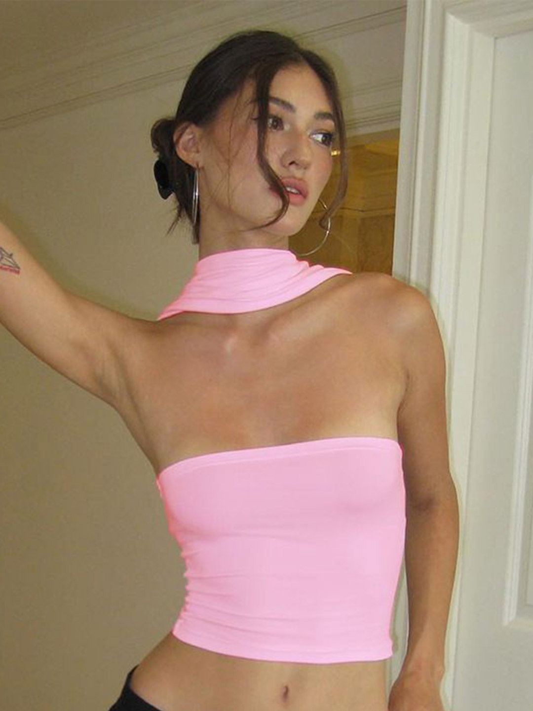 

MIAKEE Women Sleeveless Tube Crop Top, Pink