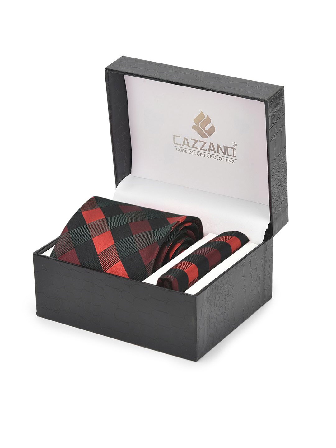 

Cazzano Men Accessory Gift Set Of Tie and Pocket Square, Black