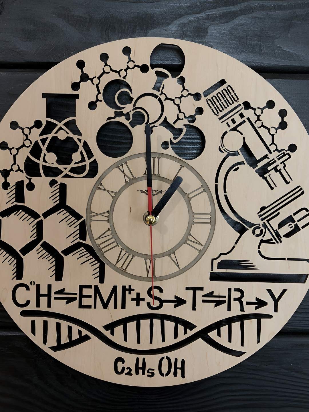 

QEZNEF Beige Printed Round Shaped Contemporary Analogue Wooden Wall Clock