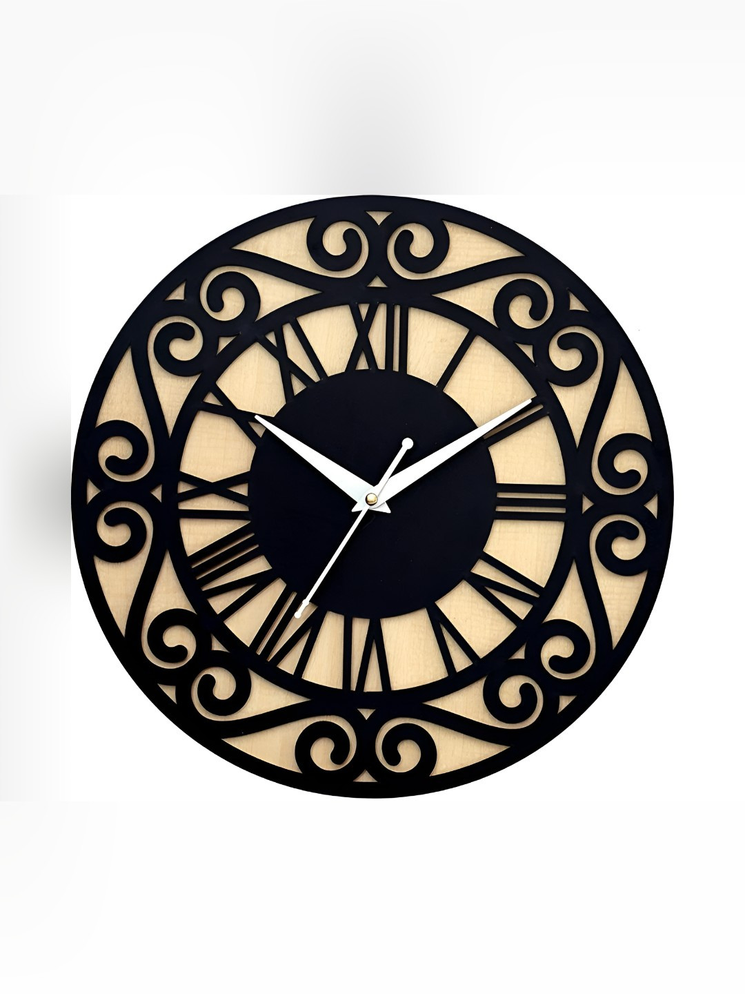 

QEZNEF Black & Brown Textured Analogue Contemporary Round Shaped Wooden Wall Clock