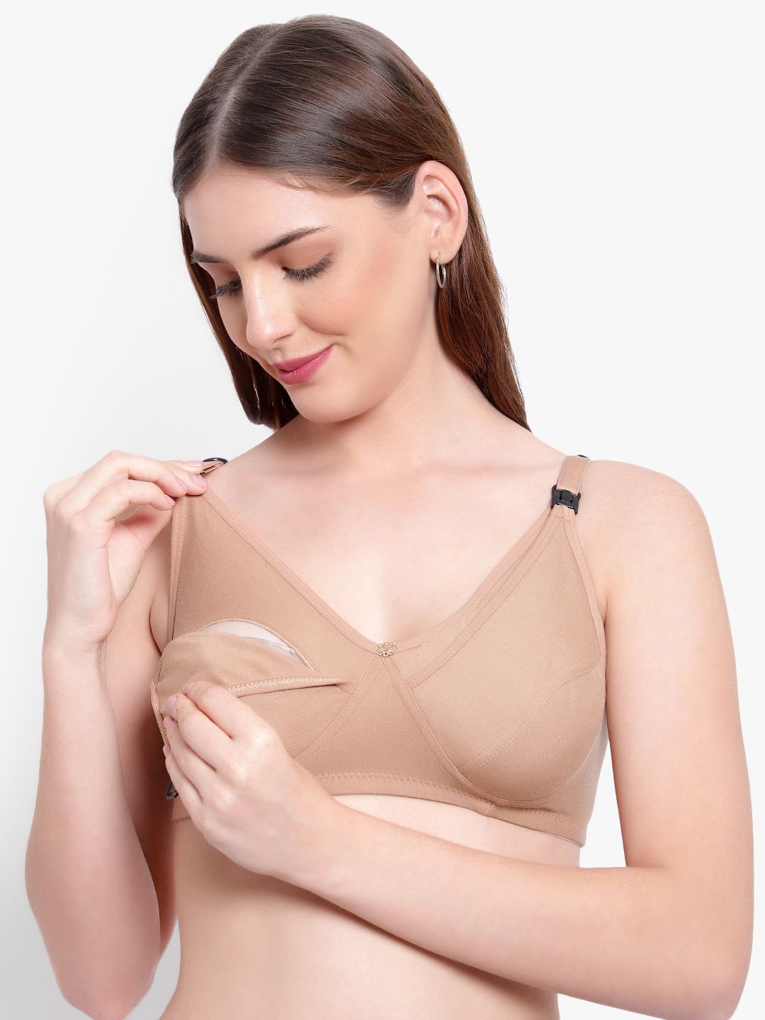 

CANNY FIT Women Solid Full Coverage Non Padded Maternity Bra, Beige