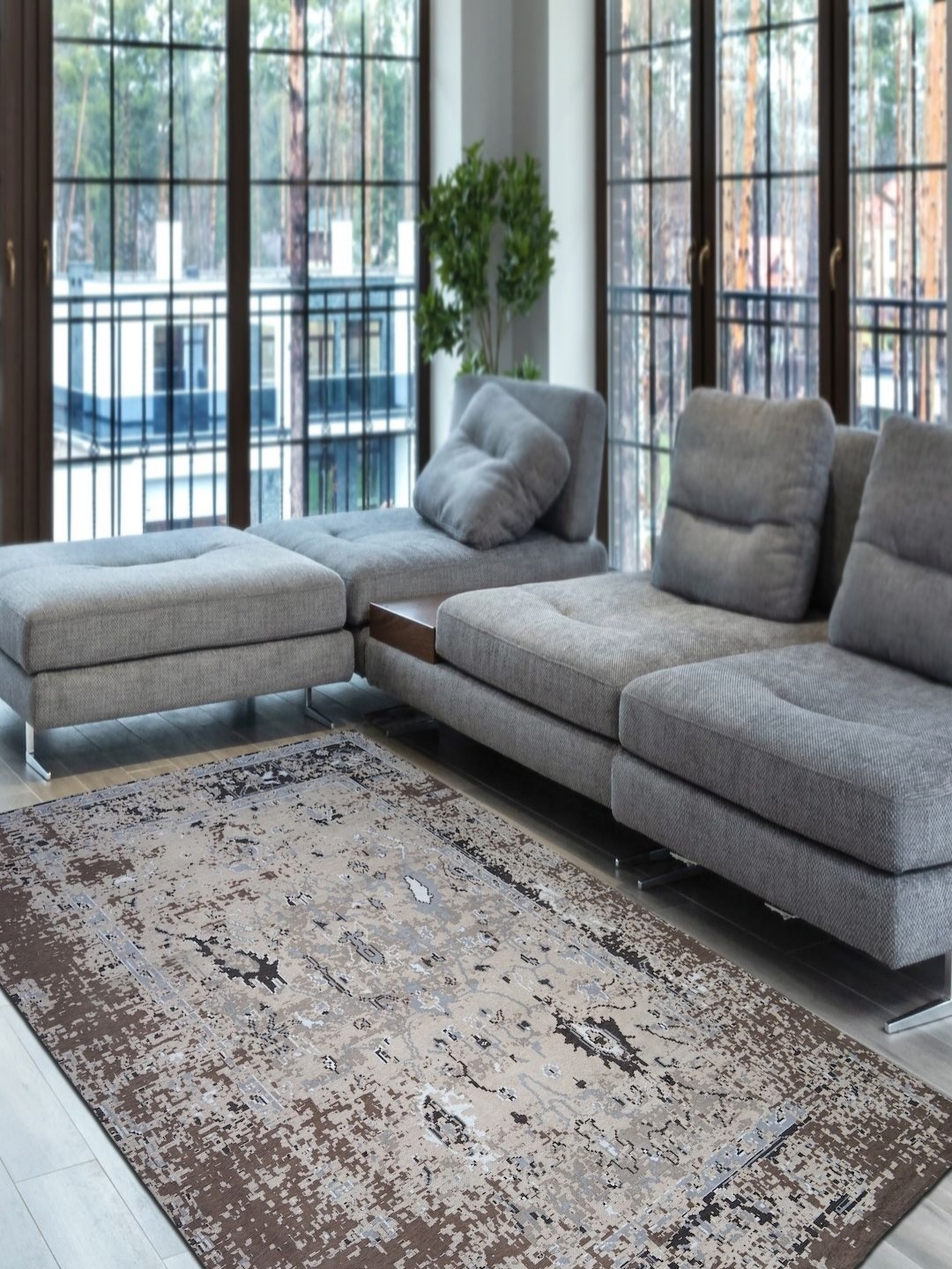 

IVORY HOMES Brown Abstract Carpet