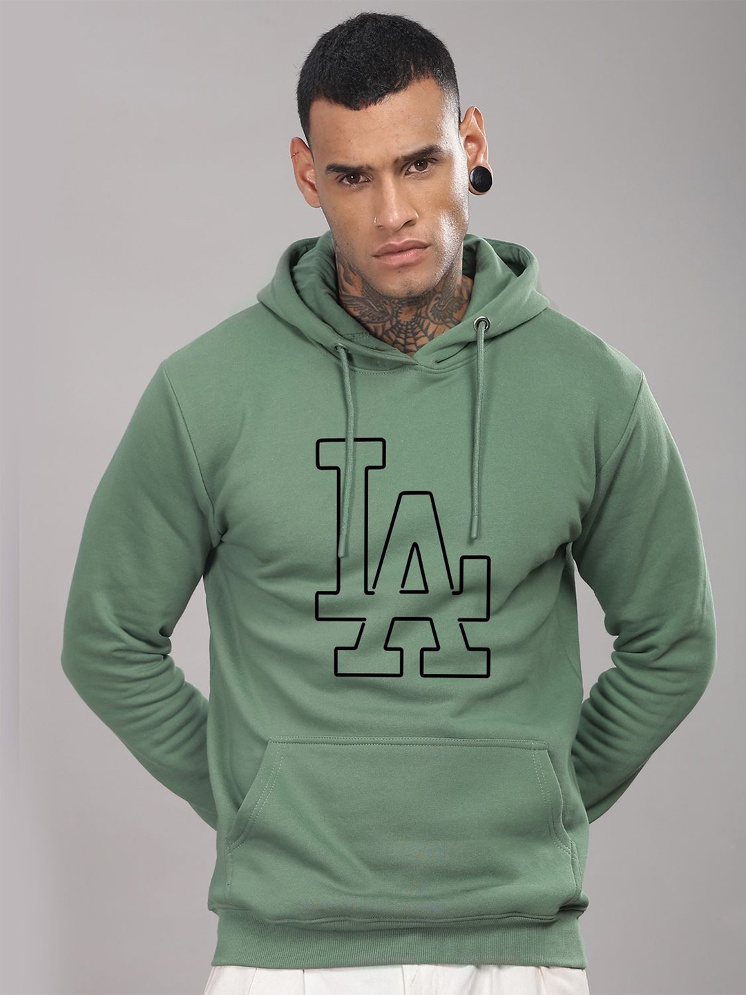 

ADRO Men Graphic Printed Hooded Pullover Sweatshirt, Sea green