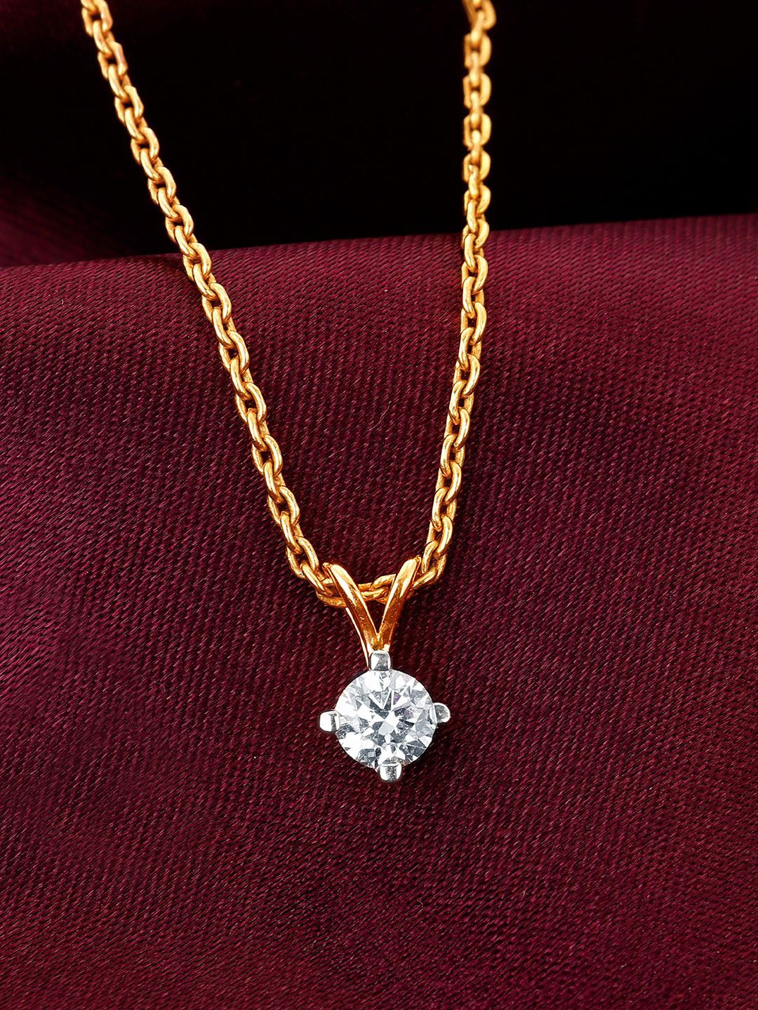 

GIVA 14K Gold Solitaire Diamond Pendant
