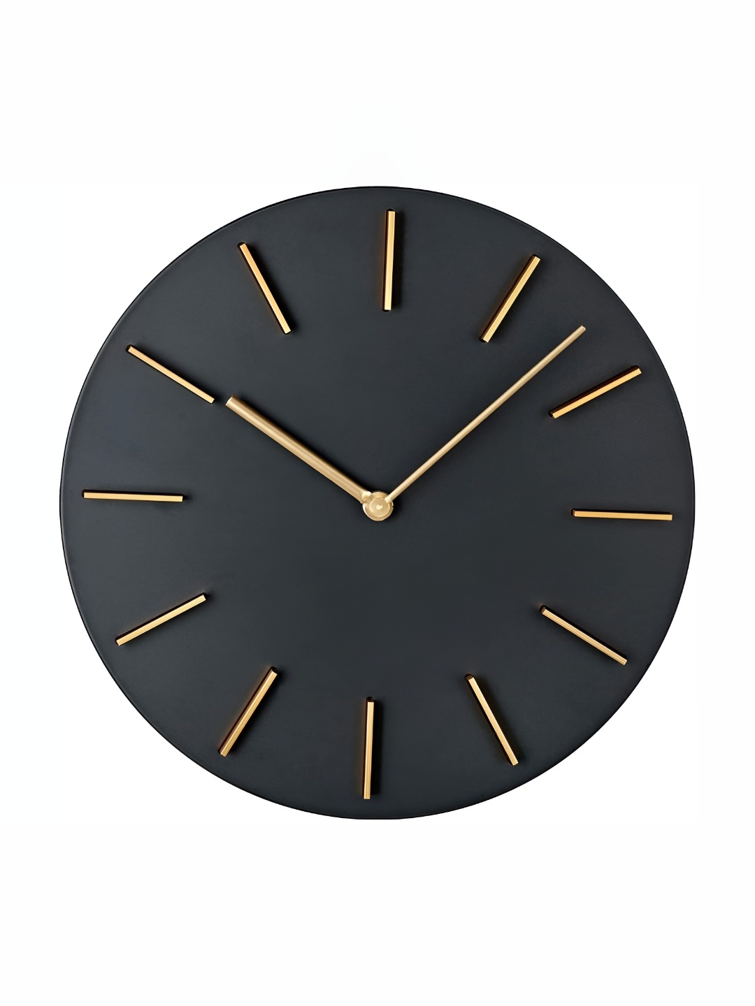 

QEZNEF Black and GoldToned Wooden Textured Analogue Contemporary Wall Clock