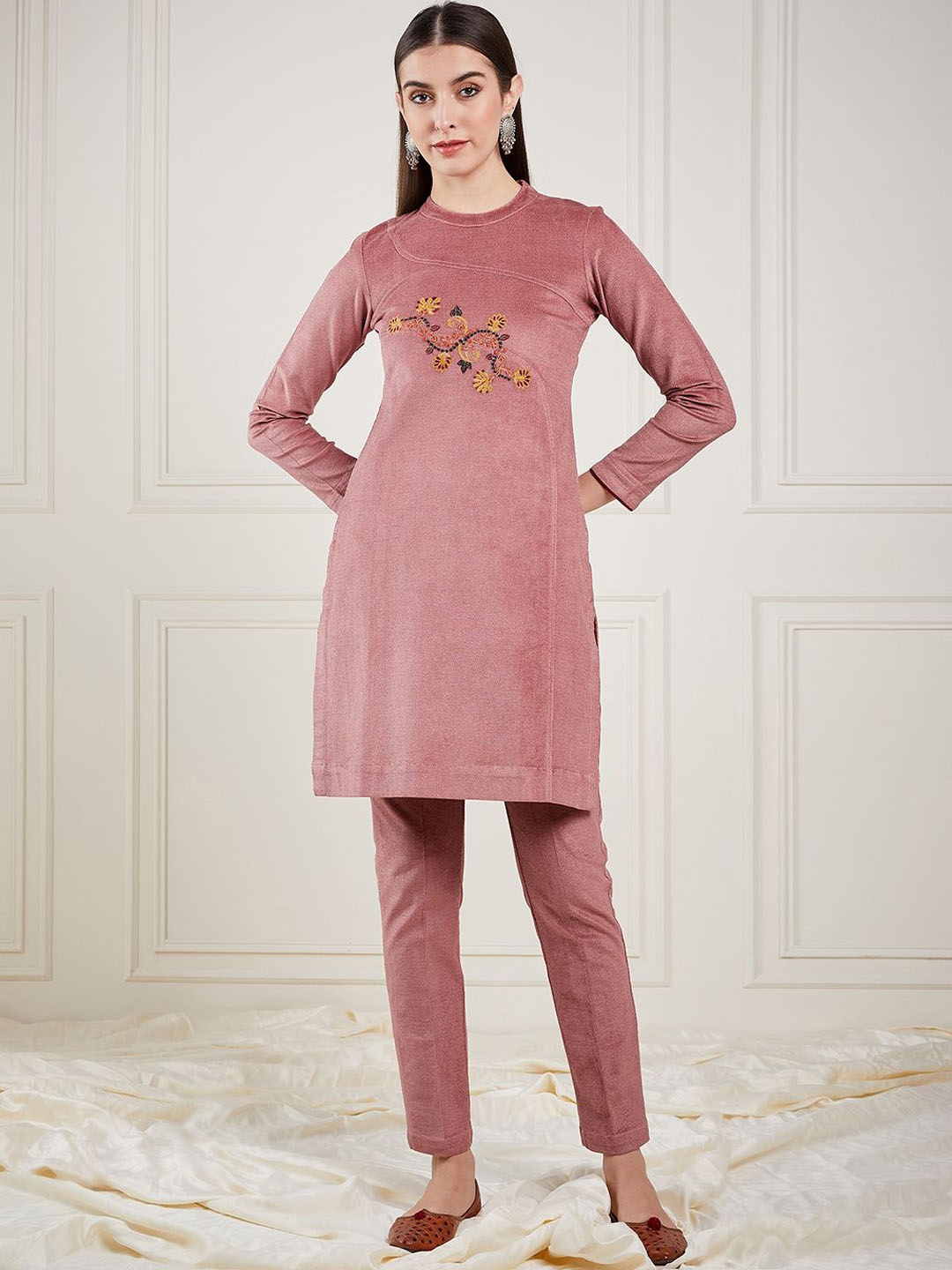 

STADO Floral Embroidered Tunic & Trouser, Pink