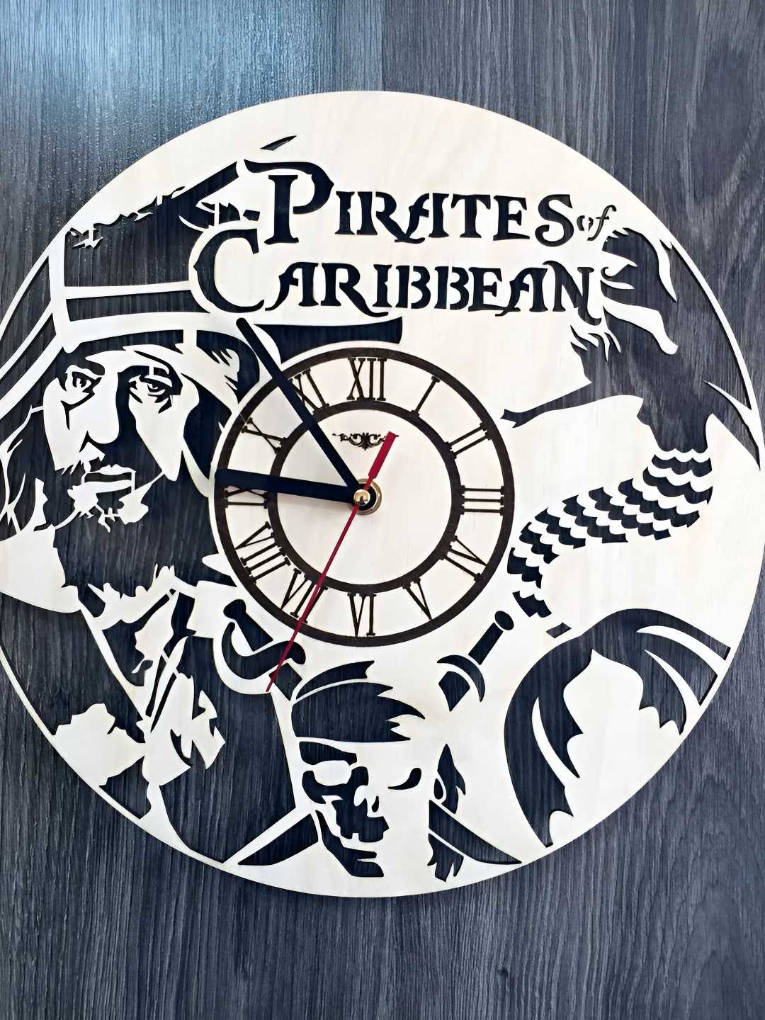 

QEZNEF Beige & Black Printed Contemporary Wooden Round Wall Clock