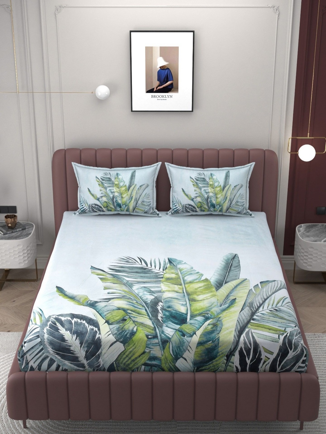 

BELVOSTUM Blue & Green Floral Printed Cotton 250 TC King Bedsheet with 2 Pillow Covers