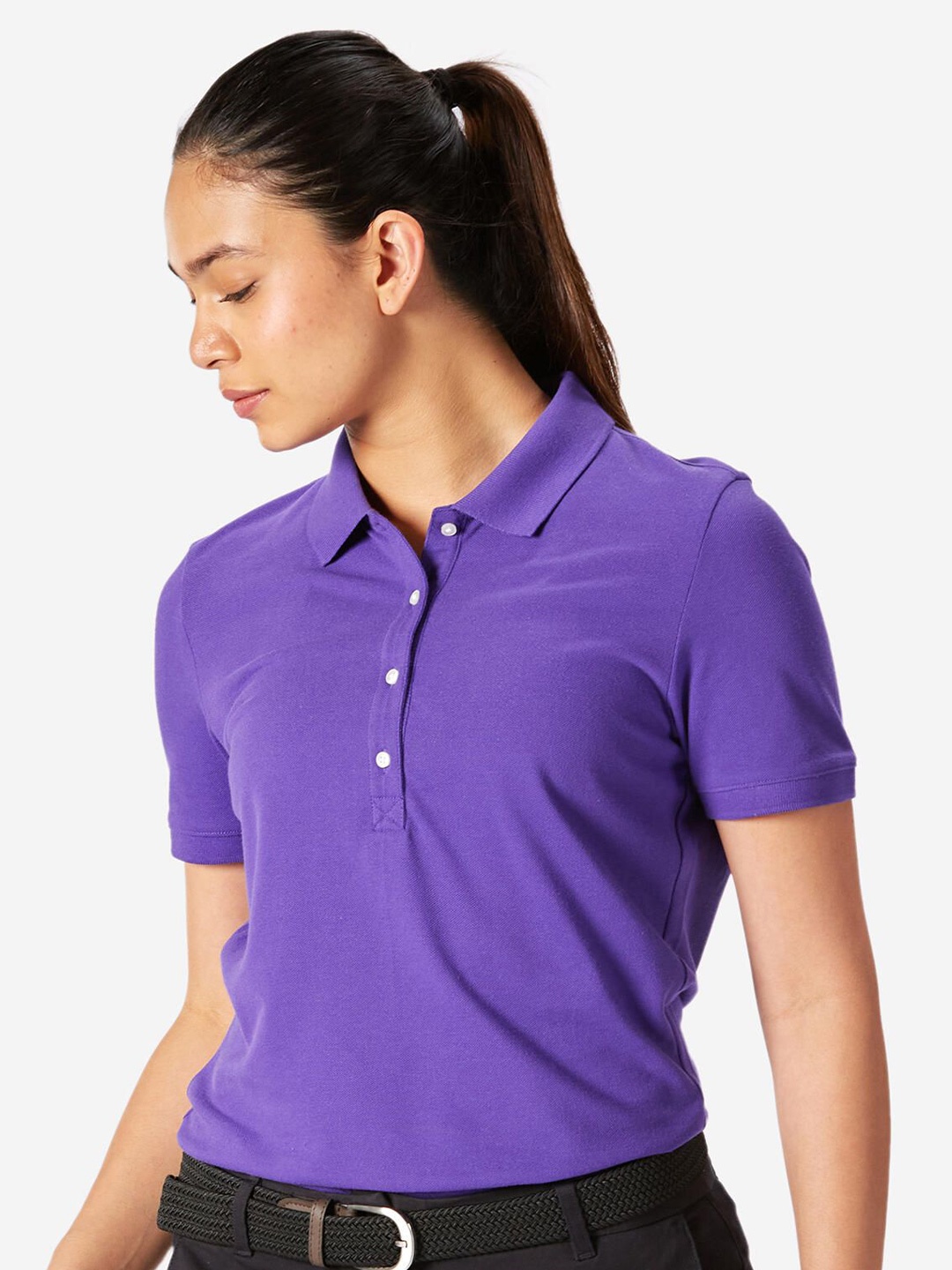 

Inesis By Decathlon Women Polo Collar T-Shirt, Purple