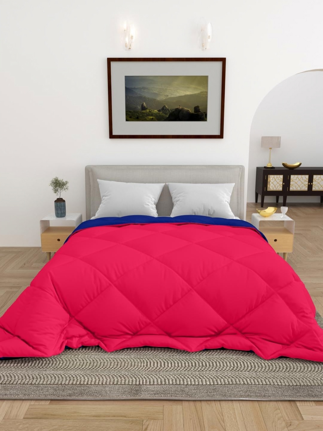 

CHICERY Blue & Pink Heavy Winter 300 GSM Single Bed Reversible Comforter