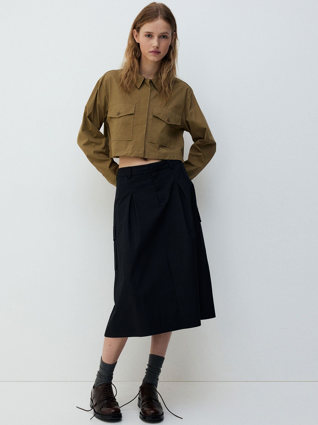 

H&M A-Line Cargo Skirt, Black