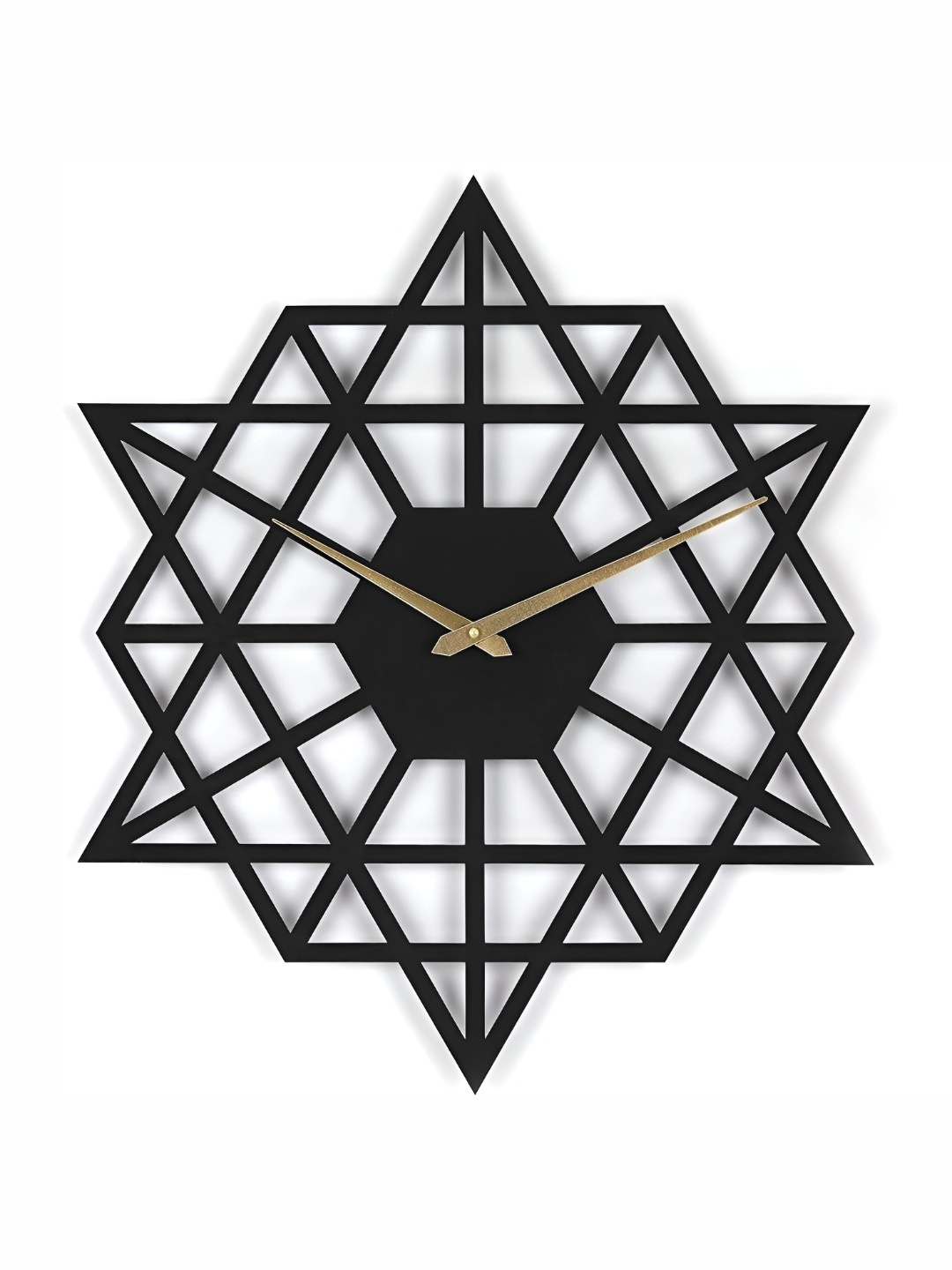 

QEZNEF Black Textured Geometric Analogue Wooden Wall Clock Without Glass