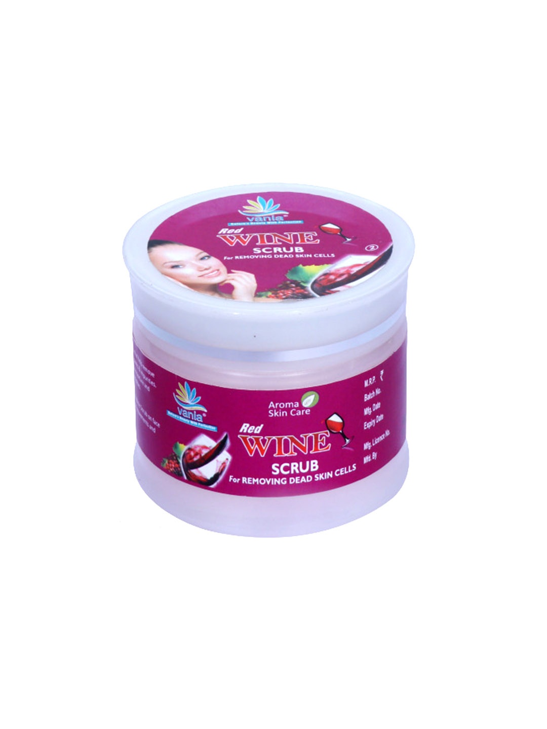 

Vania Red Wine Scrub For Tan Removal & Glowing Skin With Neem Oil-52g, Pink