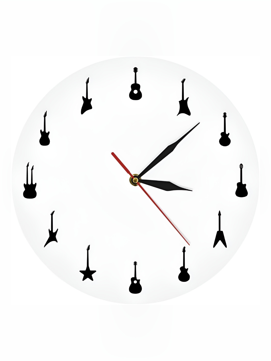 

QEZNEF White Printed Round Contemporary Analogue Wooden Wall Clock Without Glass