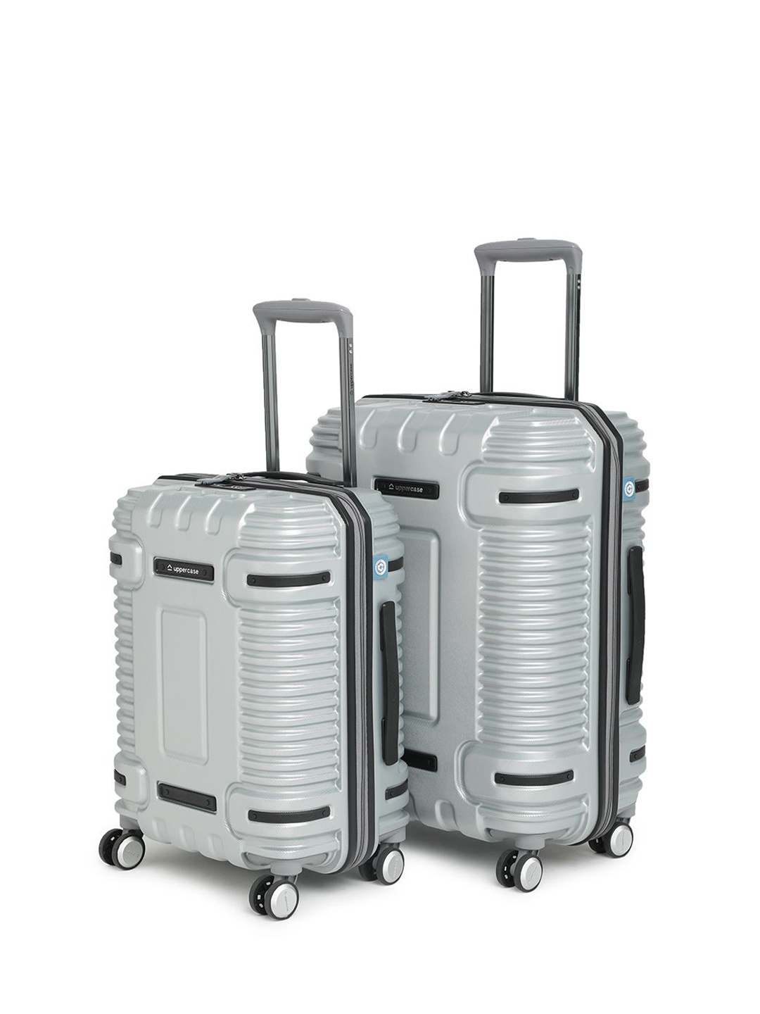 

uppercase Ridge Pack Of 2 Textured Hard-Sided 360-Degree Rotation Trolley Bags, Grey