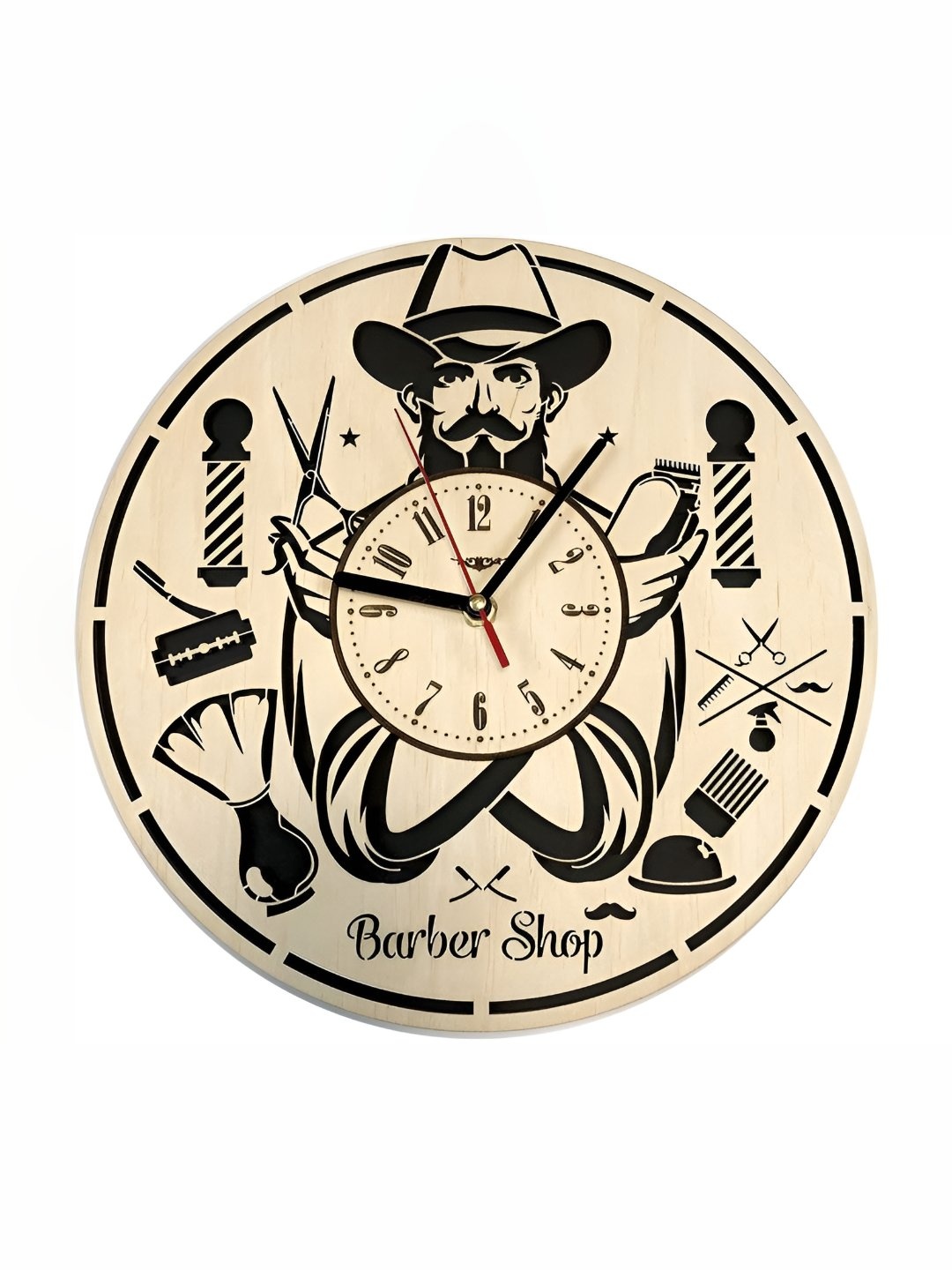 

QEZNEF Beige & Black Printed Round Analogue Wooden Wall Clock