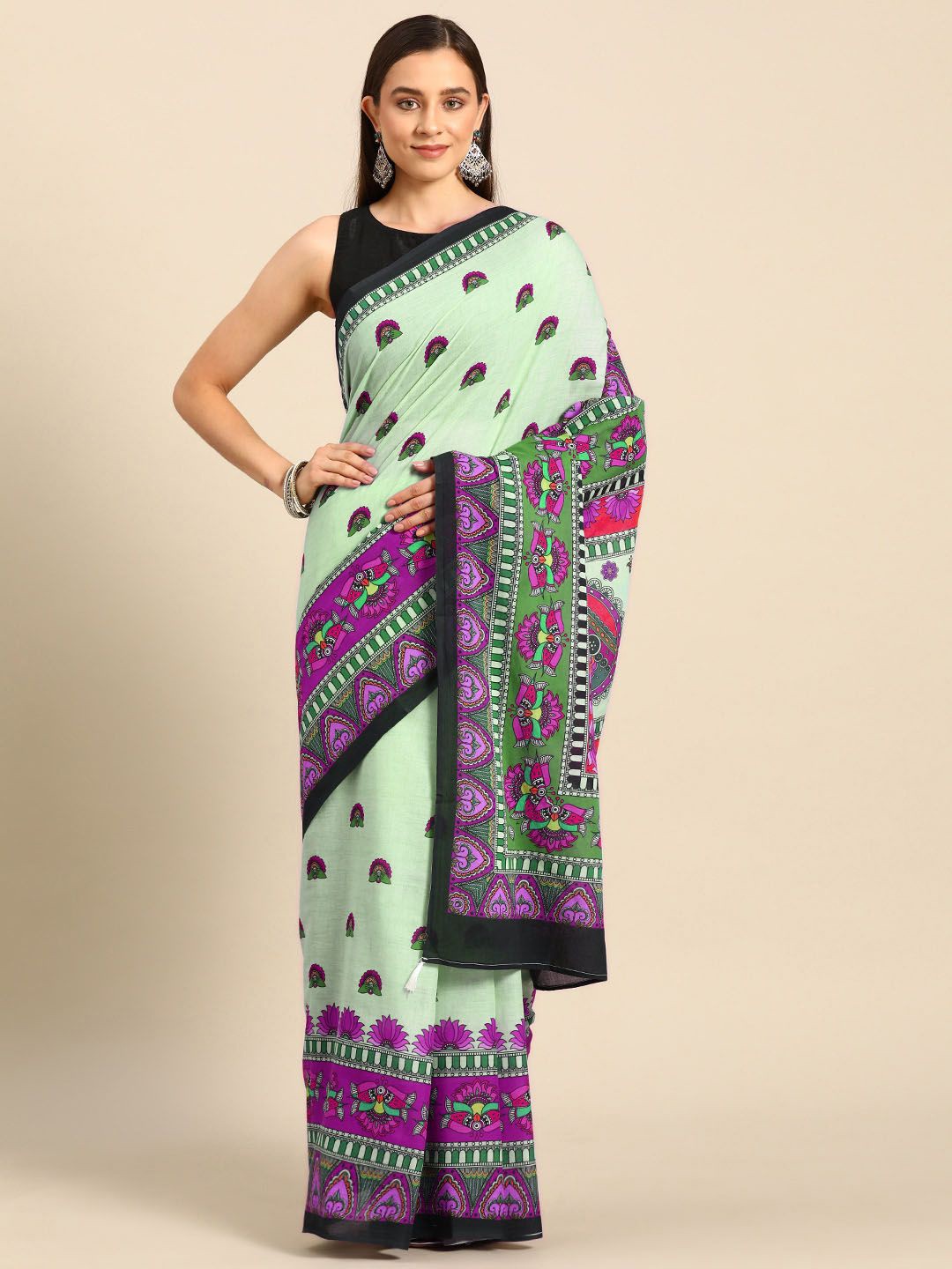 

BUTA BUTI Paisley Printed Pure Cotton Saree, Pink
