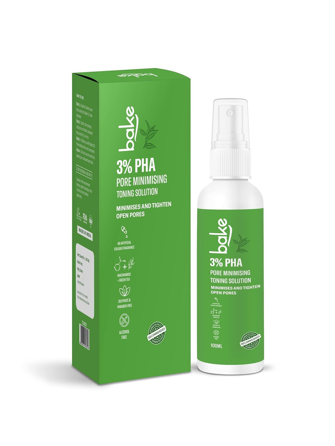 

BAKE 3% PHA Toner With Gluconolactone For Minimising & Tightening Open Pores-100ml, Transparent