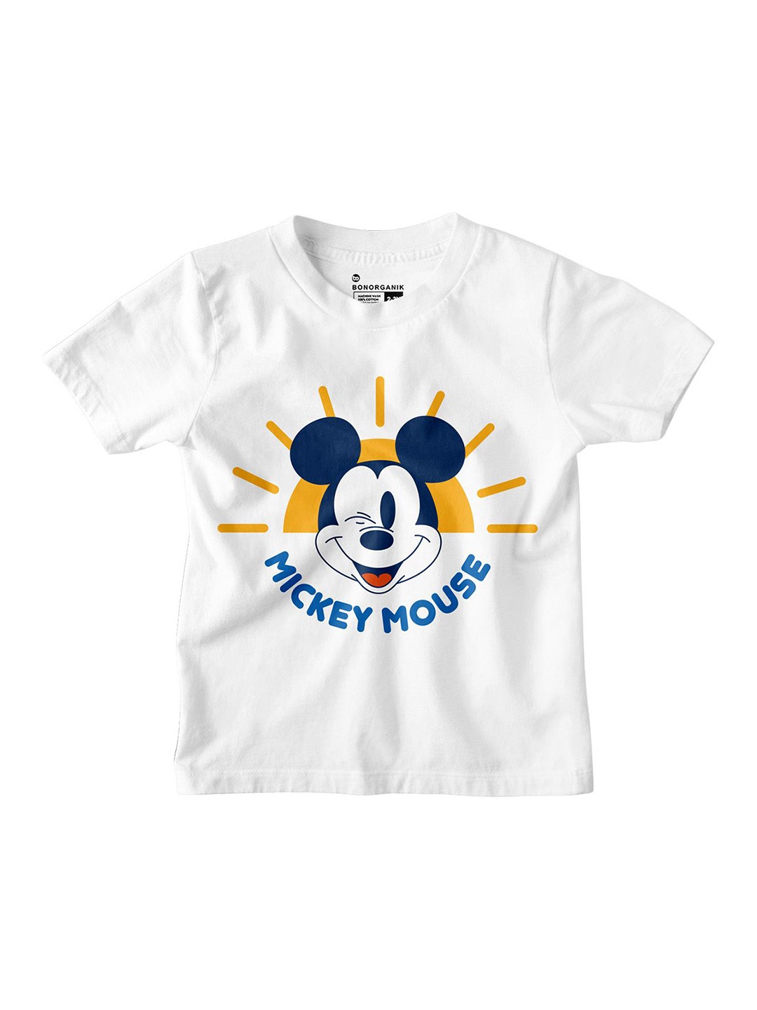 

BonOrganik Boys Graphic Printed Round Neck Cotton T-shirt, White