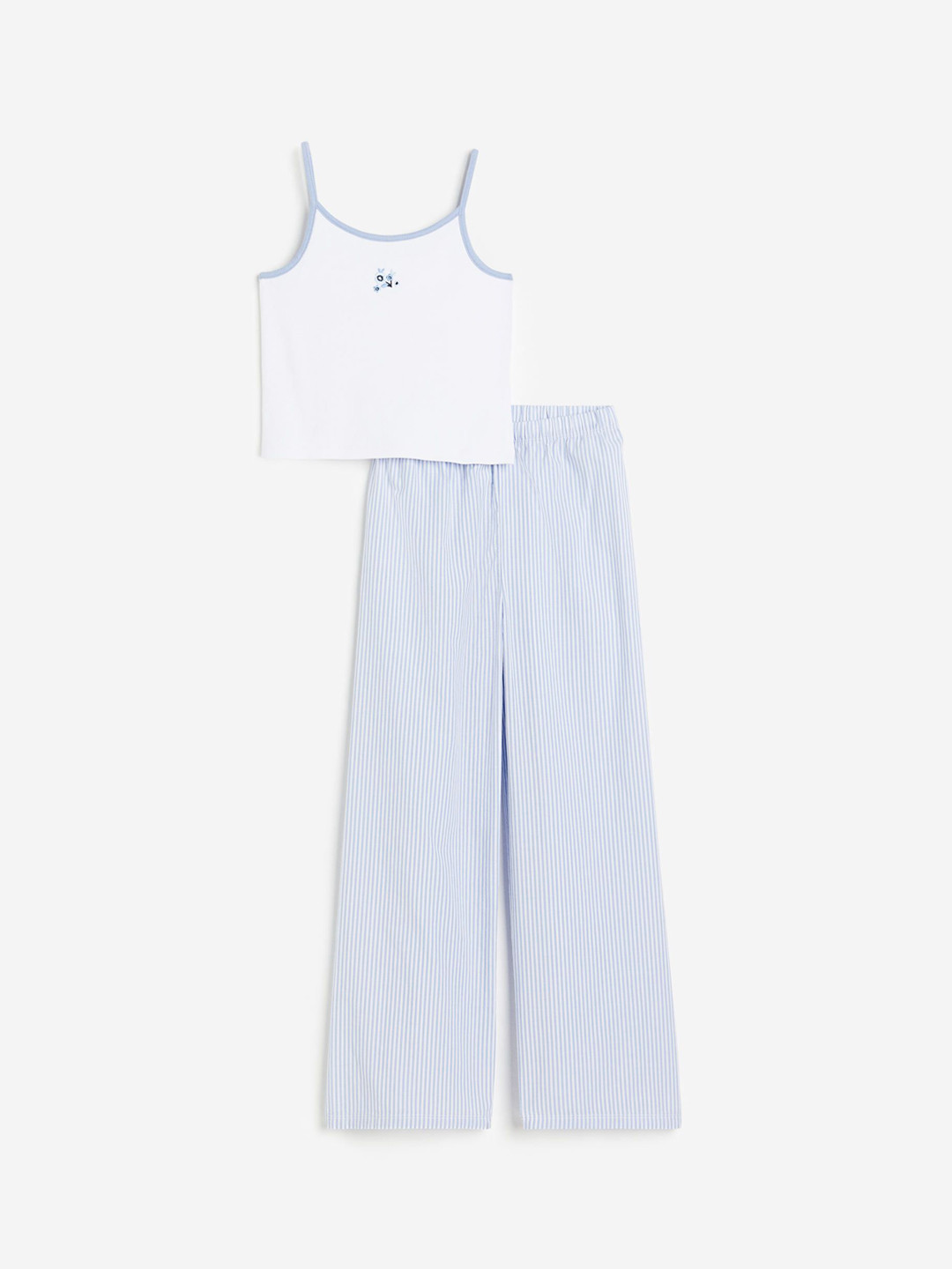 

H&M Girls Cotton Top & Pyjamas Night Suits, Blue