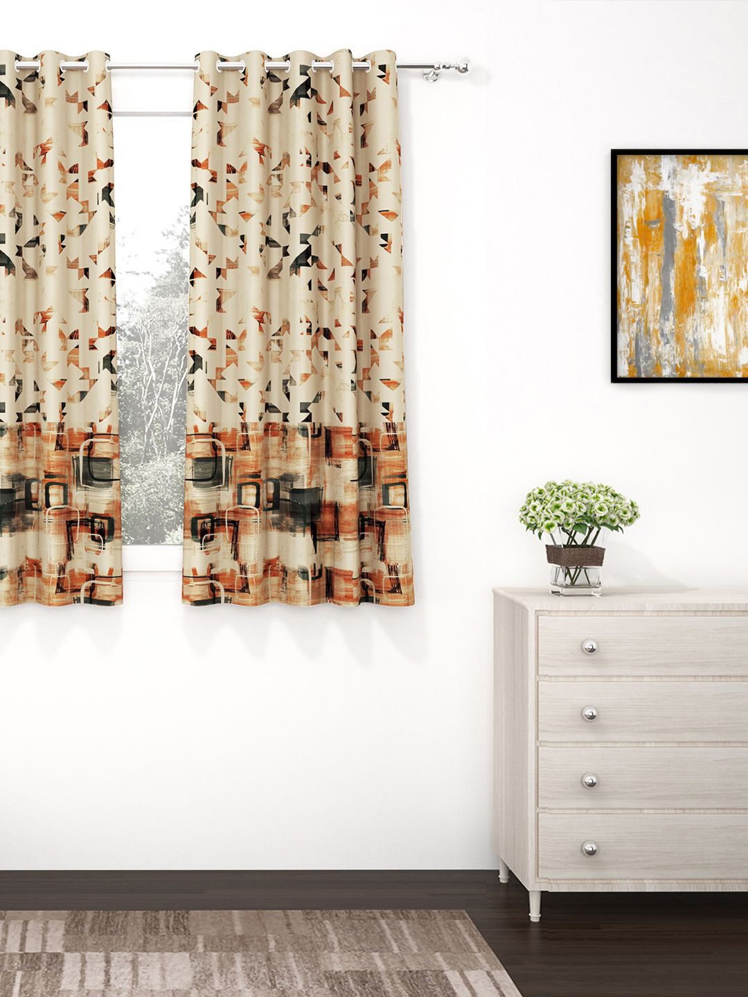 

Story@home Beige Room Darkening Window Curtain