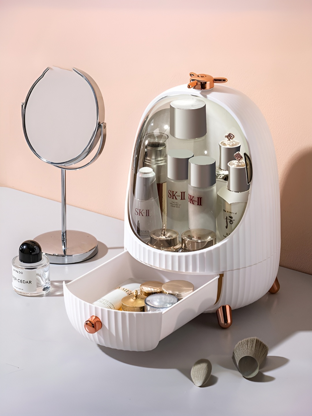 

UMAI White Striped Makeup Organiser