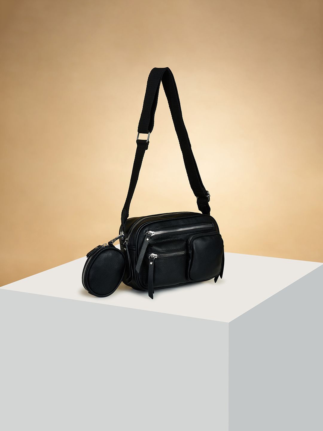 

Forever Glam by Pantaloons Women Crossbody Sling Bag, Black