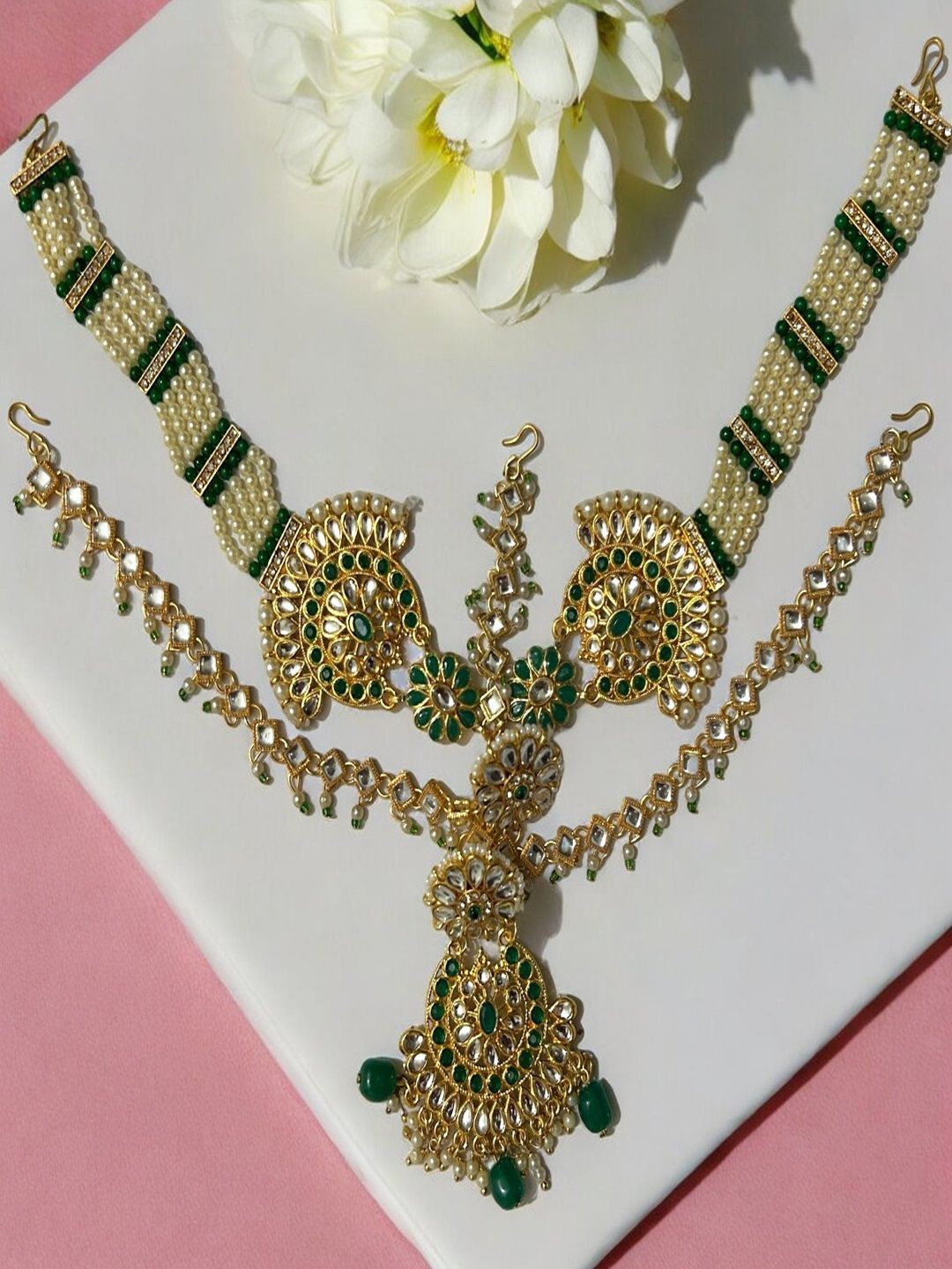 

AccessHer Gold-Plated Kundan Studded Head Chains Head Jewellery