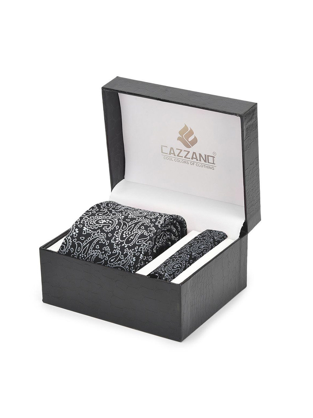 

Cazzano Men Accessory Gift Set Of Tie and Pocket Square, Black