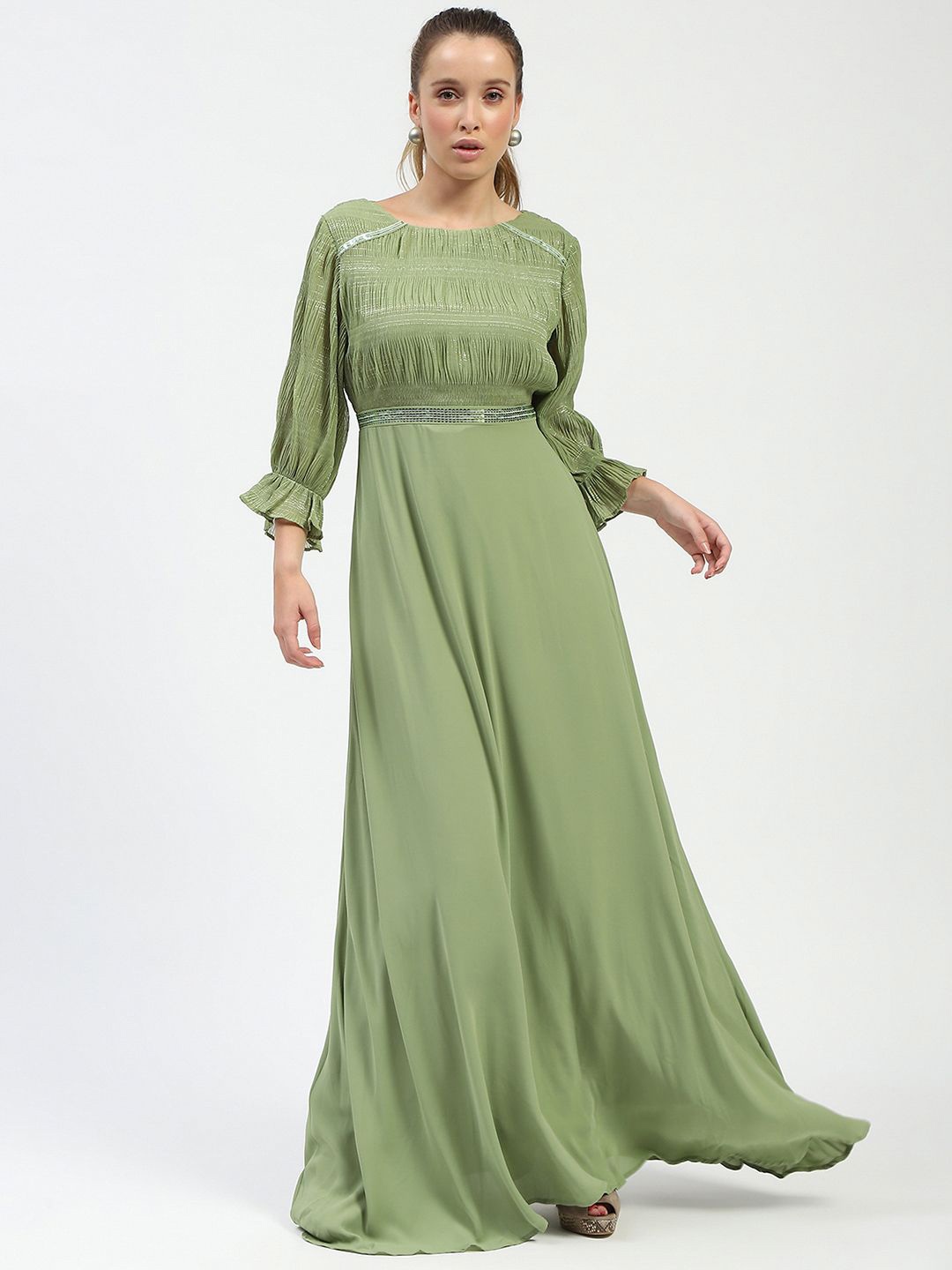 

Madame Women Solid Maxi Dress, Green
