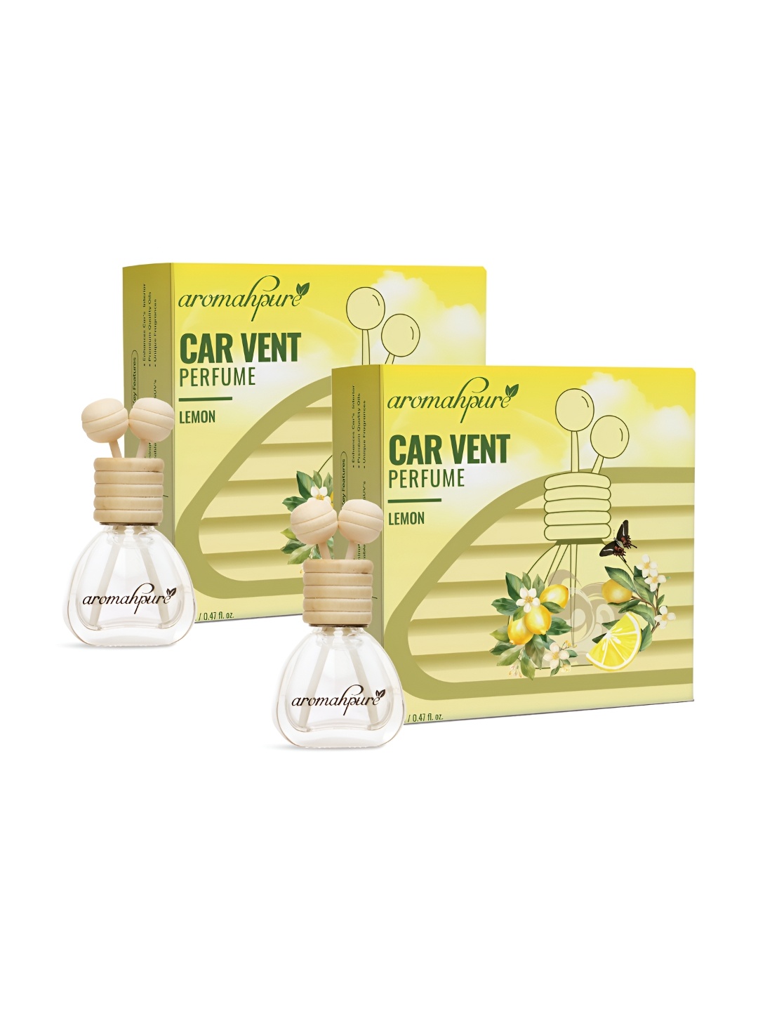 

Aromahpure Yellow 2 Pieces Lemon Fragrance Car Vent Clip Air Freshener-14 ml