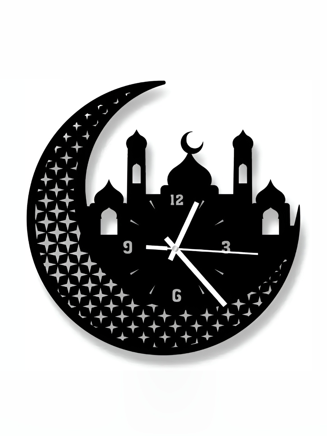 

QEZNEF Black Printed Analogue Wooden Contemporary Wall Clock